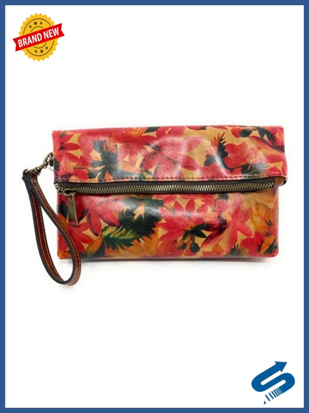 Patricia Nash Leather Foldover Clutch Wristlet Floral Purse